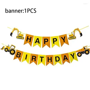 Party Decoration Construction Trucks Theme Banner Birthday Decorations Kids Carnival Supplies