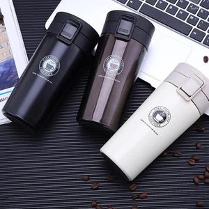 Garrafas de água 380/500 ml de café com xícara de café com camada dupla camada de aço inoxidável aço esportes ao ar livre criativo