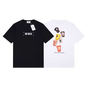 Mm6 majira moda markası tişört 24ss pist hatıra kahve bahar/yaz kısa kollu saf pamuklu erkek ve dişi çiftler için