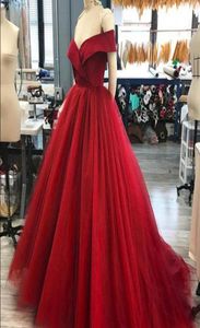 Dark Red Ball Gown Evening Dresses Off Shoulder Satin Tulle Custom Made Elegant Evening Gowns Formal Evening Dresses Formal Dress5581129