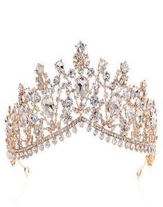 Lyxig strass Tiara kronor Crystal Bridal Hair Accessories Bröllopshuvudstycken Quinceanera Pageant Prom Queen Tiara Princess CR5190872