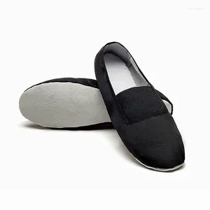 Dansskor Ushine EU22-45 Hela läder Sole Black White Flat Yoga Teacher Fitness Gymnastic Ballet for Children Woman Man