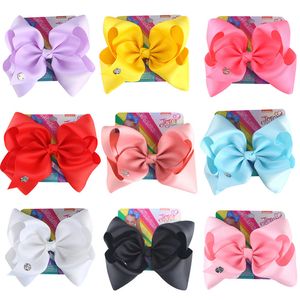 CLIPES DE CABELO CRIANÇAS JOJO Acessórios para cabelo arco-íris de 8 polegadas Bow Children Filds Ritbed Print Claip com férias de cartas Presentes de gancho de cabelo para festas de férias