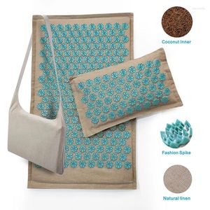 Pillow Acupuncture And Moxibustion Home Coconut Brown Buckwheat Linen Massage Pad Deep Relaxation Needle 3 Pieces Set