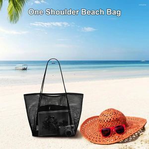 Depolama Çantaları Katlanabilir Şık Mesh Plaj Sling Çantası Giyim Dayanıklı Düz ​​Renk Günlük Kullanım