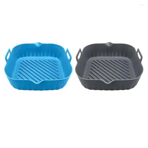 Baking Moulds 2Pcs Large Air Fryer Silicone Liner Pot Reusable Basket Heat Resistant Non-Stick Liners Mats Bowl