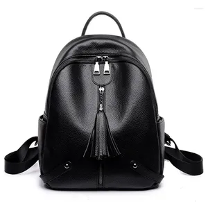 Borse per la scuola Women Backpack femminile capogruppo vera in pelle Bagpack Real College Students Giovane Giovane Day Travel Back Pack