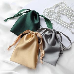 Gift Wrap Simulation Silk Cloth Drawstring Bag Solid Colour Jewellery Wrapping Wedding Party Candy Chocolates Packaging