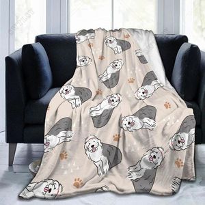 Blankets Throw Blanket Old English Sheepdog Super Soft Micro Fleece Bed Plush Lightweight Decorative Couch Sofa Travel