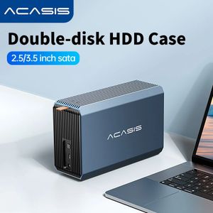 ACASIS HDD -fodral 2,5/3,5 tum Dual Bay Extern hårddiskskåp Fodral HD Array SATA till USB -hårddiskarray med RAID -funktion 240322