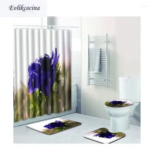 Tapetes de banho 4pcs azul escuro Banyo Banheiro de banheiro.