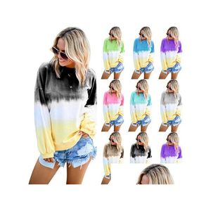 Kadın Hoodies Sweatshirts Kadınlar Sonbahar Yeni Artı Beden Moda Boya Baskı Üstleri Uzun Kol o Boyun Giysileri Damla Teslimat Apa Dhhzu