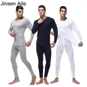 Męska bielizna termiczna Jinsen Aite plus rozmiar L-7xl Zimowe męskie męskie ciepłe elastyczność O-Neck Modalna elastyczność Slim Men Long Johns Sets JS635