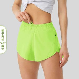 2024 Lululemen Multicolor sciolto Short sport di sport di asciugatura rapida traspirante Shortwear femminile Scapa da pantaloni da yoga tasca