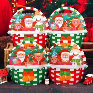 Gift Wrap LBSISI Life 25pcs Christmas Basket Handle Bag For Candy Chocolate Cookie Nougat Biscuit Milk Packing Santa Zipper Bags