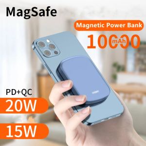 Chargers 10000mAh Magnetic Power Bank Carregador PD 20W Charge de bateria externa sem fio de 20W para iPhone 14 13 12 Pro Max