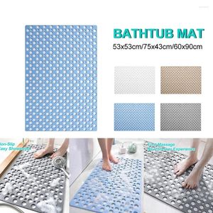 Bath Mats Bathtub Mat Non Slip For Tub Shower With Drain Holes Suction Cups TPE Foot Massager Quick Drying Bathroom Rug