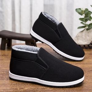 Casual Shoes 2024 Winter Plush Cloth Black High Top Cotton Footwear Thickened Warm Snow Boots Walking Sapatos Masculinos