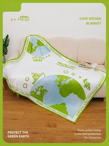 Blankets Green Earth Nap Blanket Office Leisure Sofa Shawl Warm Student Air Conditioning Universal Creative Home