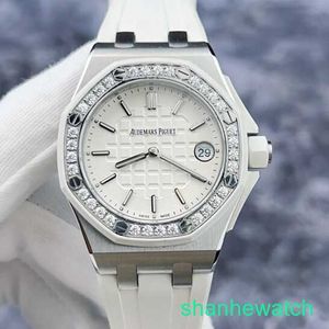 Mens AP Wrist Watch Royal Oak Offshore Series 67540SK Womens Assista Dial Plaid White com Diamantes Precisos Aço Original de 37mm de quartzo
