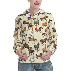 Damen Hoodies Sunset Horse Lose Damen Coole Animal Print Street Fashion Pullover Hoodie Winter Hip Hop Design Kapuze -Sweatshirts