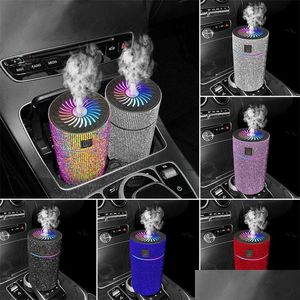 Other Interior Accessories Luxury Diamond Car Diffuser Humidifier With Led Light Air Purifier Aromatherapy Freshener Drop Delivery Aut Dhhm2