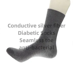 Men's Socks Diabetic Silver Fiber Sugar Foot Care Antibacterial Deodorant Midtube Boneless Cotton 6pairs