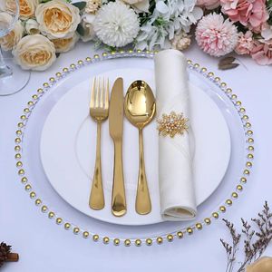 Plates 6pcs 13 In Clear Plastic Charger Round With Beaded Rim For Birthday Party Wedding Shower Dinner Decoration