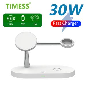 Chargers 3 in 1 Qi Wireless Charger for Iphone 14 13 12 Pro Max Magsafe Charger Charging Station for Apple Watch 8 7 6 5 Pro 2 3