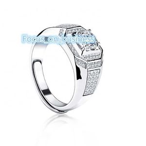Klasyczna biżuteria/biżuteria 14K/18K biały złoto pierścień okrągłe moissanite ślubne pierścionki dla mężczyzn