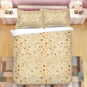 Set di biancheria da letto pancakes pizza patatine 3d set copripiumini cover cuscinetti da letto con pioggia