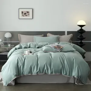 Bedding Sets 2024 Four-piece Simple Cotton Double Household Bed Sheet Letter Pattern Quilt Cover Comfortable Green Gray