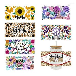 Fönsterklistermärken UV DTF MOM MODER'S DAY PRINTS FÖR 16 OZ LIBBEY GLASS CAN SUBLIMATION DIY Vattentät lättanvänd D1424