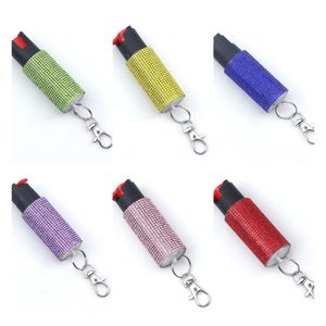 Selbstverteidigungsschlüsselketten Frauendesigner 15Color Diamond Selbstverteidigungsverteidigung liefert Schlüsselketten-Designerzubehör Diamond-Constheded-BAG-Keyring-Zubehör