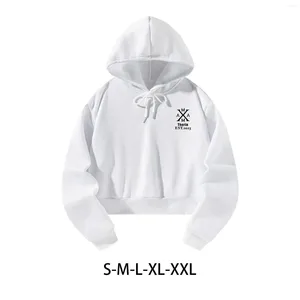 Women's Hoodies Crop Hoodie Casual Streetwear Fashion Spring Autumn Hooded Sweatshirt Clothing Drawstring Pullover White