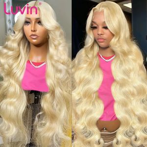 Luvin Body Wave 30 40 Inch 613 Blond HD Transparent spets frontala brasiliansk färg 13x6 13x4 Front Human Hår för kvinna 240401