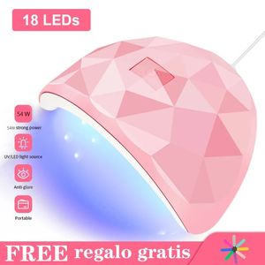 54W 18 LED Torklampans manikyr UV -nageltork härdningsgel nagellack med USB Smart Timer Sun Light Nail Art Tools