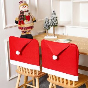 Stol täcker 1 st röd jul hatt god dekorationer för hem middag bord xmas ornament gåva år festtillbehör