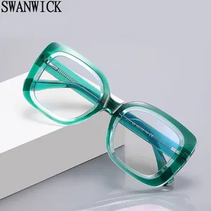 Güneş Gözlüğü Swanwick Cp Asetat Kare Gözlük Çerçeve Kadınlar için Avrupa Tarzı Anti Mavi Işık Moda Kadın TR90 Pembe Yeşil