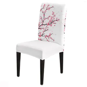 Campa de cadeira capa de refeição de flor de cerejeira de primavera 4/6/8pcs spandex elástico capa para casamentos el banquetes