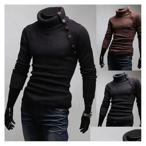 Męskie swetry sim sim dopasowanie przycisków projektowych dla mężczyzn jesienna wiosna chłodne szablony odzież zużycie męskiego obracającego kołnierza Odpadek Dhyk6