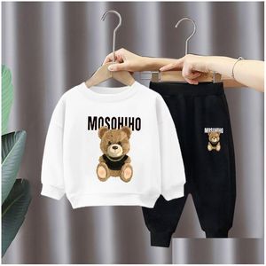 Clothing Sets Kids Clothes Spring And Autumn Suit Children S Cartoon Printed Hoodie Boys Girls Long Sleeve Pants Two Piece Set 230207 Dhfr7