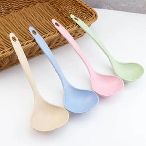 Spoons Soup Spoon Stalk Tableware 1Pcs Meal Dinner Scoops Kitchen Supplies Wheat Straw Cooking Tool 4 Colors Long Handle