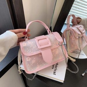 Abendtaschen süße Spitzenhandtaschen Sommer Ladies Transparent Jelly Bag Hochwertige PVC -Schulter für Frauen Marke Small Messenger 2 Set