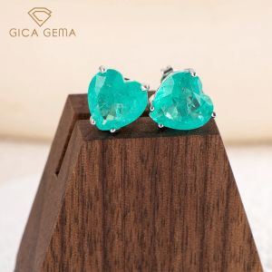 Anéis Gica Gema Luxo Paraiba Brincos de Stud 925 Pedras precárias em forma de coração de prata esterlina 20*20mm Jóias finas Festa feminina presentes femininos