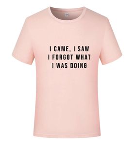 I saw him, what am I doing crew collar graphic T-shirt Casual T-shirt Short sleeved comfy top Men's spring/summer casual wear