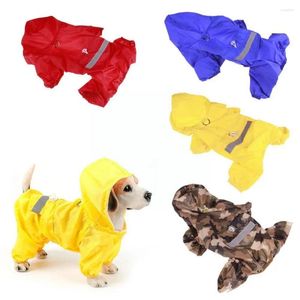 Dog Apparel Pet Raincoat Double-Layer Jumpsuit Waterproof Reflective Coat Seasons Clothing Four J3G7