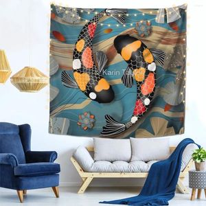 Gobeliny Koi Watergarden Worka Tobestry z klipsami Barb Clips Office Holiday Gift Miękki tkanin