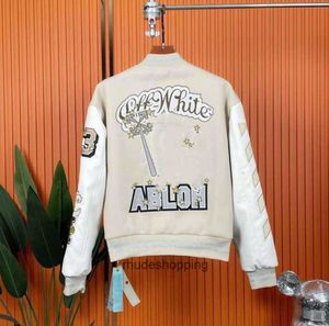 Mens Jackets Winter Off White Jacket 2023 Fashion New Hand-embroidered Wool Bomber Coat Mens and Womens Baseball Coats luxury