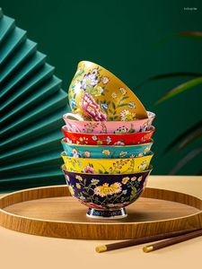 Миски для посуды Керамическая Эмалеколевая Растение Печать цветочной печать китайское круглый блюдо по бою.